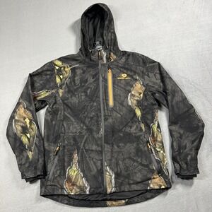 Mossy Oak Jacket Mens M Green Brown Camo Scent Factor Hooded Hunting Zip Pocket